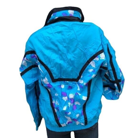 Vintage Coastal Images 90s Wind Breaker Teal Blue Track Jacket Size M - Picture 5 of 8